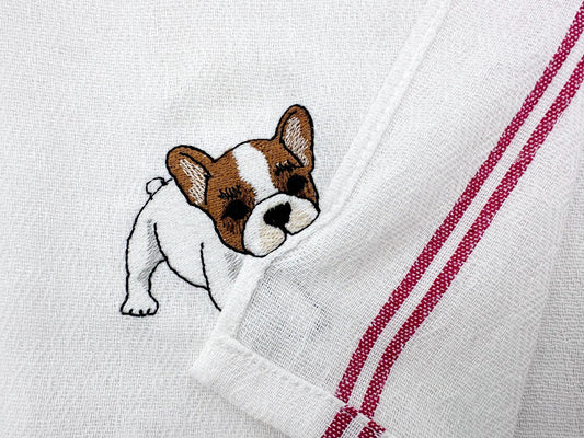Lovely playing French Bulldog Puppy Dog kitchen dish towel pet animal kids machine embroidery designs ITH