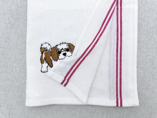Lovely playing Shih Tzu Puppy Dog Mama kitchen dish towel pet animal kids machine embroidery designs ITH