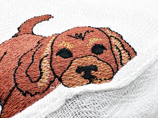 Lovely playing Cooker Spaniel Puppy Dog kitchen dish towel pet animal kids machine embroidery designs ITH