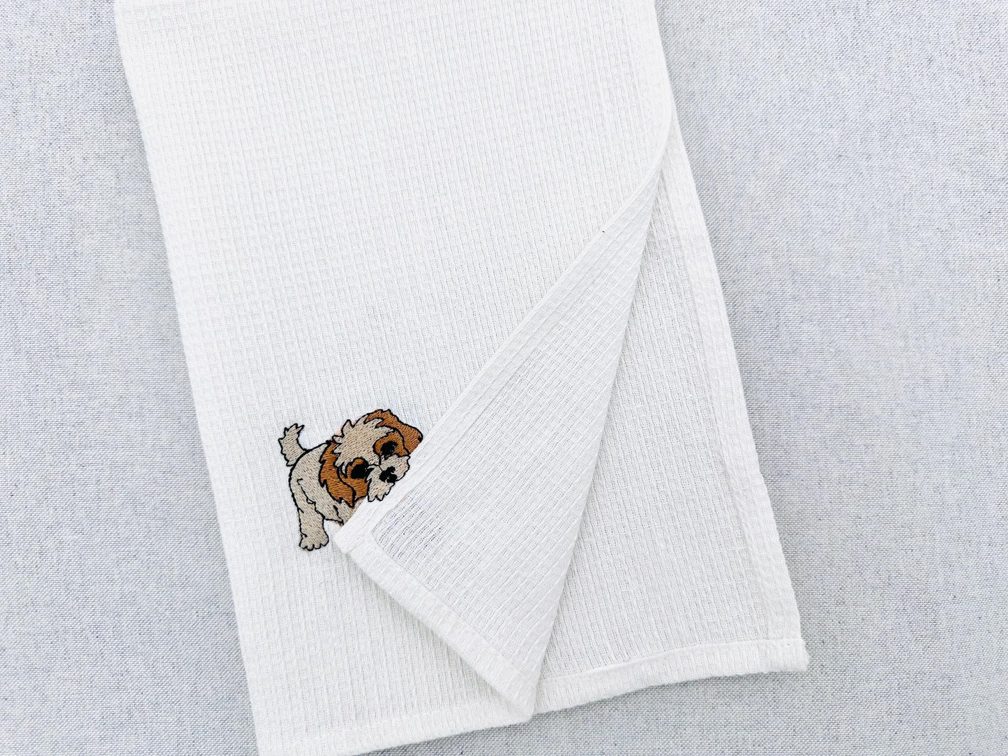 Playing Cavachon Puppy Dog Mama kitchen dish towel pet animal kids machine embroidery designs ITH