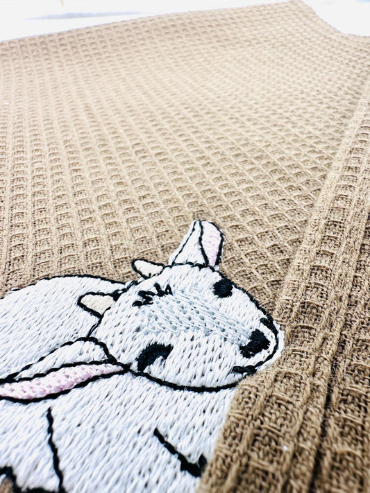 Cute Playing Little Baby Goat kitchen dish towel Farm animal kids machine embroidery designs ITH
