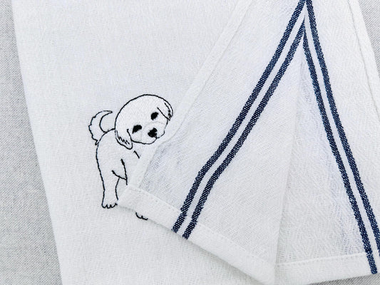 Playing Little Great Pyrenees Puppy Dog Mama kitchen dish towel animal kids machine embroidery designs ITH