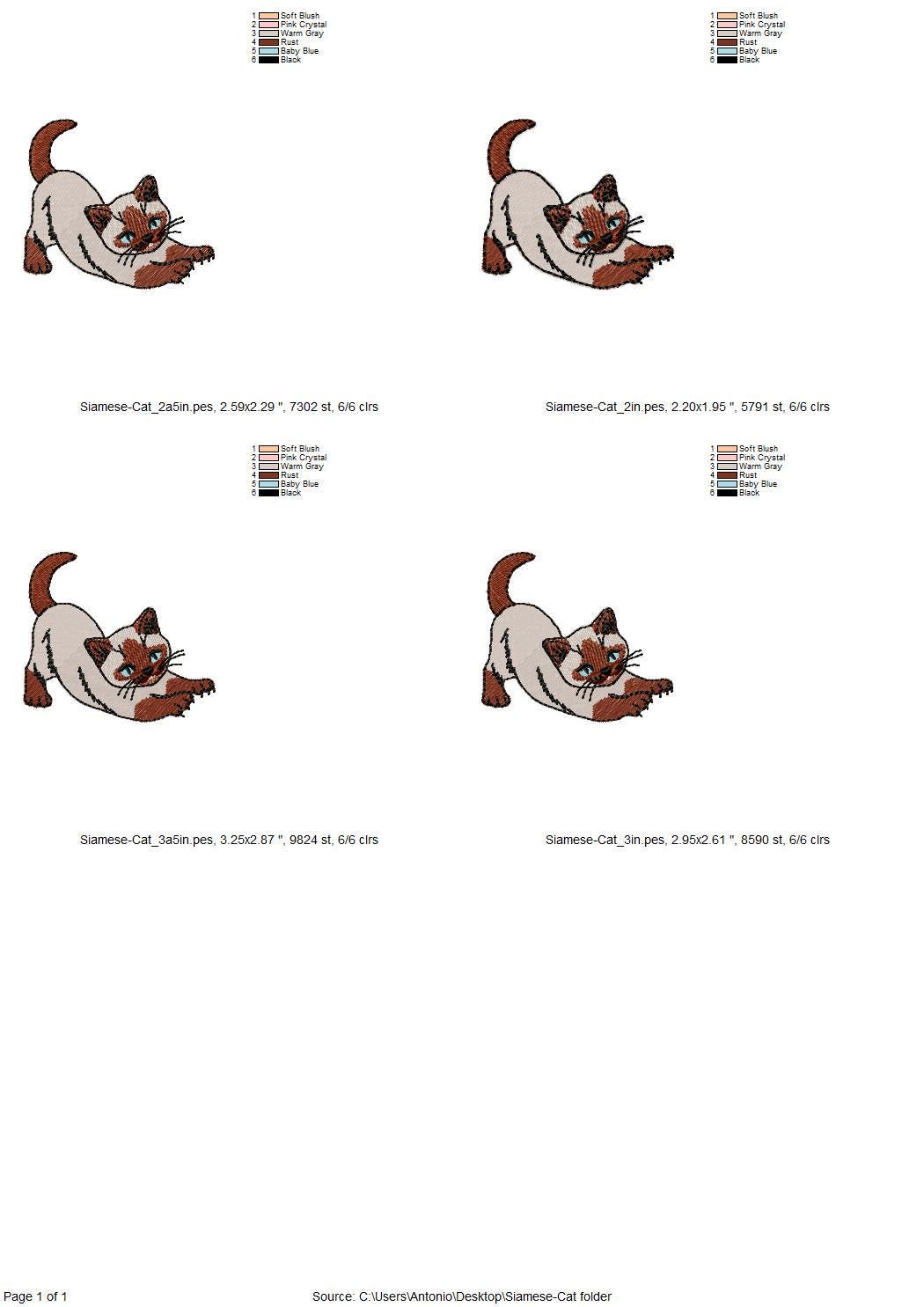 Lovely Scratching Siamese Cat Kitty Mama kitchen dish towel pet animal kids machine embroidery designs ITH