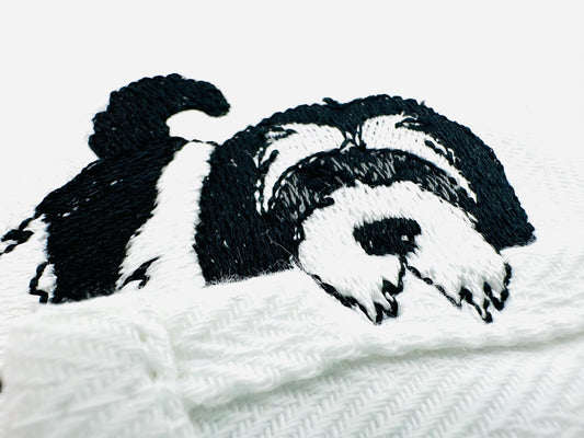 Playing Tibetan Terrier Puppy Dog Mama kitchen dish towel pet animal kids machine embroidery designs ITH