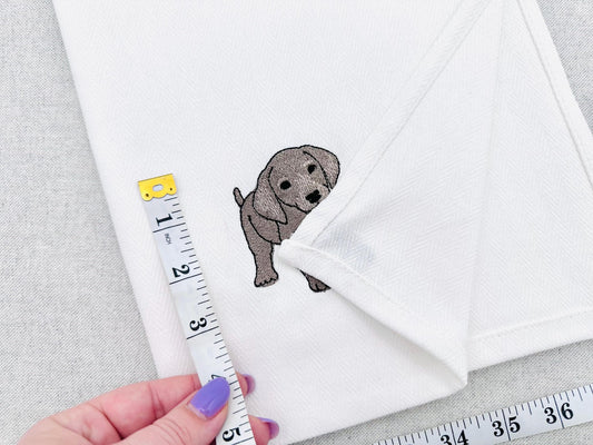 Playing Weimaraner Puppy Dog Mama kitchen dish towel pet animal kids machine embroidery designs ITH