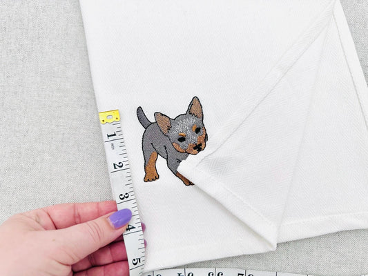 Playing Blue Heeler Puppy Dog Mama kitchen dish towel pet animal kids machine embroidery designs ITH