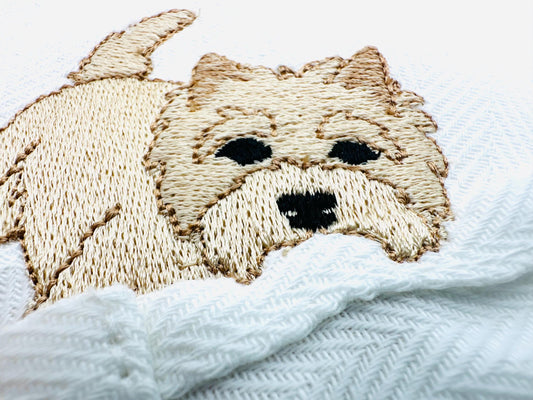 Playing Cairn Terrier Puppy Dog Mama kitchen dish towel pet animal kids machine embroidery designs ITH