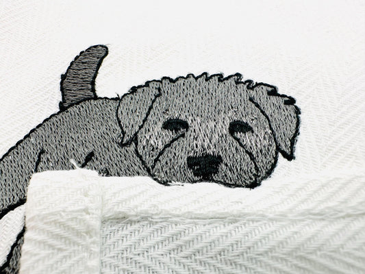 Playing Bouvier des Flandres Puppy Dog Mama kitchen dish towel pet animal machine embroidery designs ITH