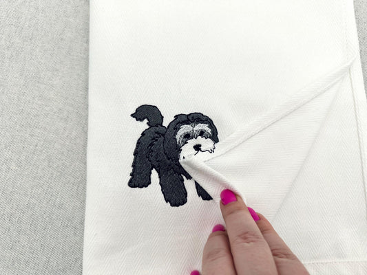 Playing Havanese Havanna Bichon Puppy Dog Mama kitchen dish towel pet animal machine embroidery designs ITH