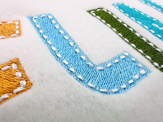 Fill Stitch Font hand-stitch look on top machine embroidery designs kids boys Bold Alphabet Monogram