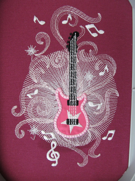 Magic Rock Guitar Glow in the dark special thread machine embroidery designs
