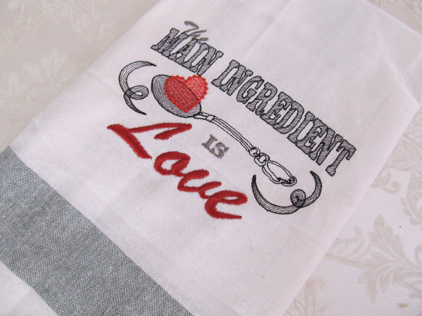 Main ingredient is Love kitchen towel light stitch machine embroidery designs