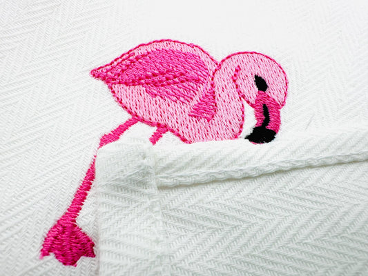 Playing Little Baby Flamingo bird kitchen dish towel animal Thief kids machine embroidery designs ITH