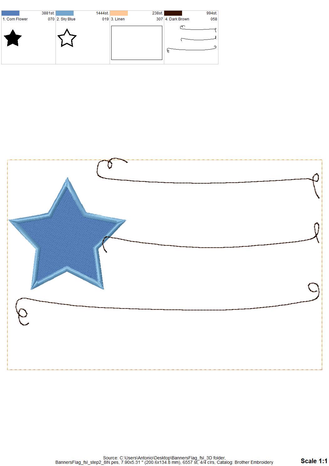 Patriotic Banner Flag 3D