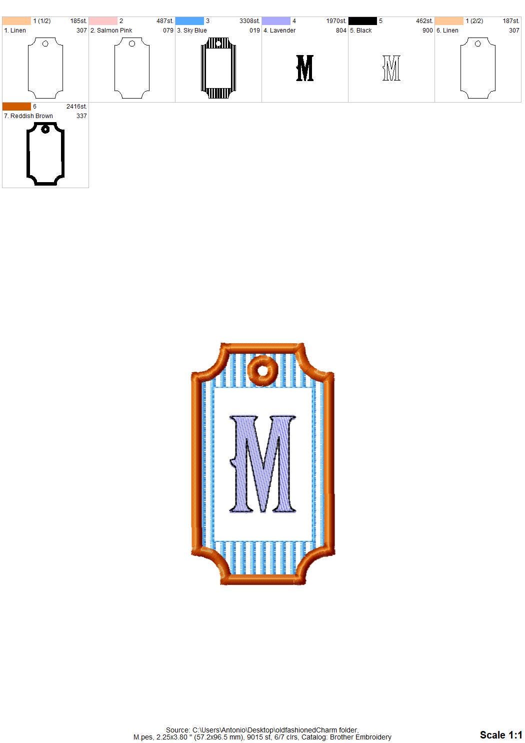 Old-fashioned Bag Tag Charm