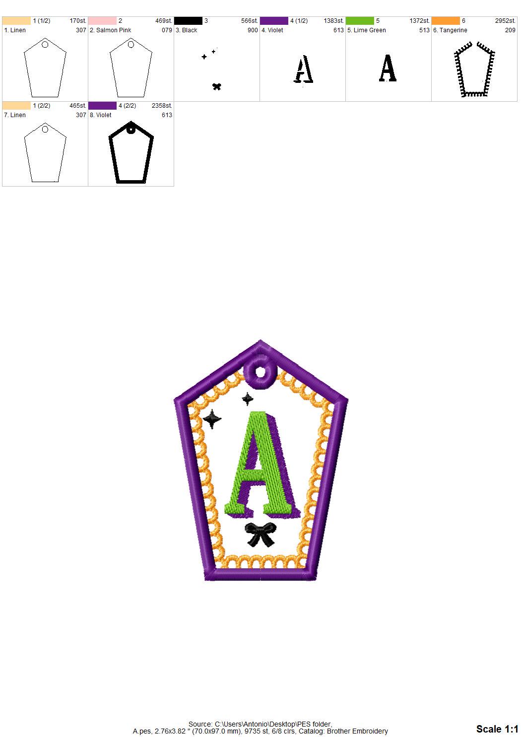 Halloween Monogram Bag Tag Charm
