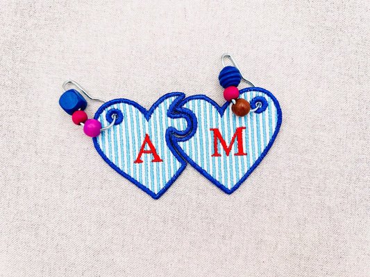 Split Heart Puzzle Bag Tag Charm