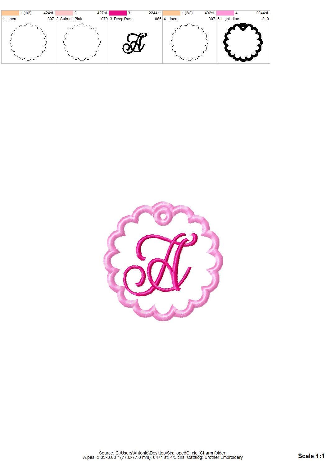 Scalloped Circle Bag Tag Charm