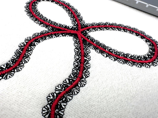 Festive Lace Ribbon Bow Lace Effect machine embroidery designs kids baby girls outfit towel home decor