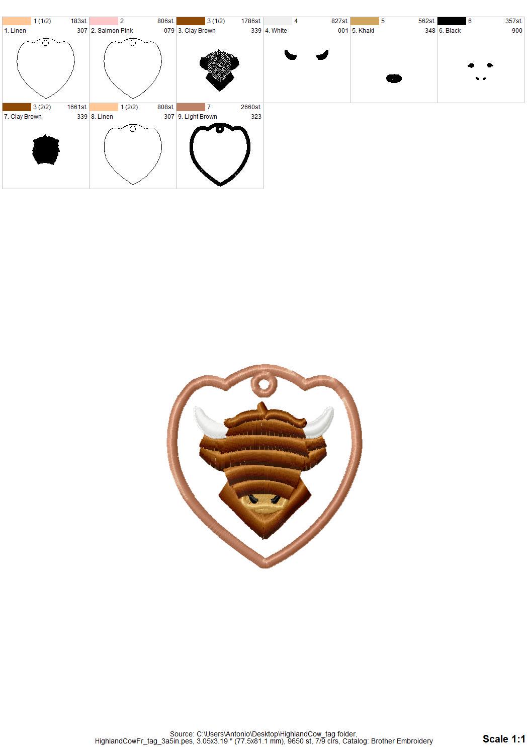 Fringed Highland Cow Bag Tag