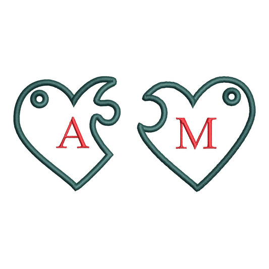 Split Heart Puzzle Keychain