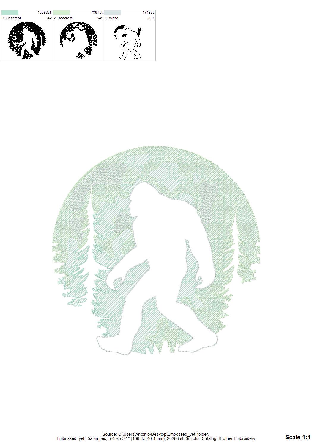 Embossed Yeti Sasquatch Bigfoot