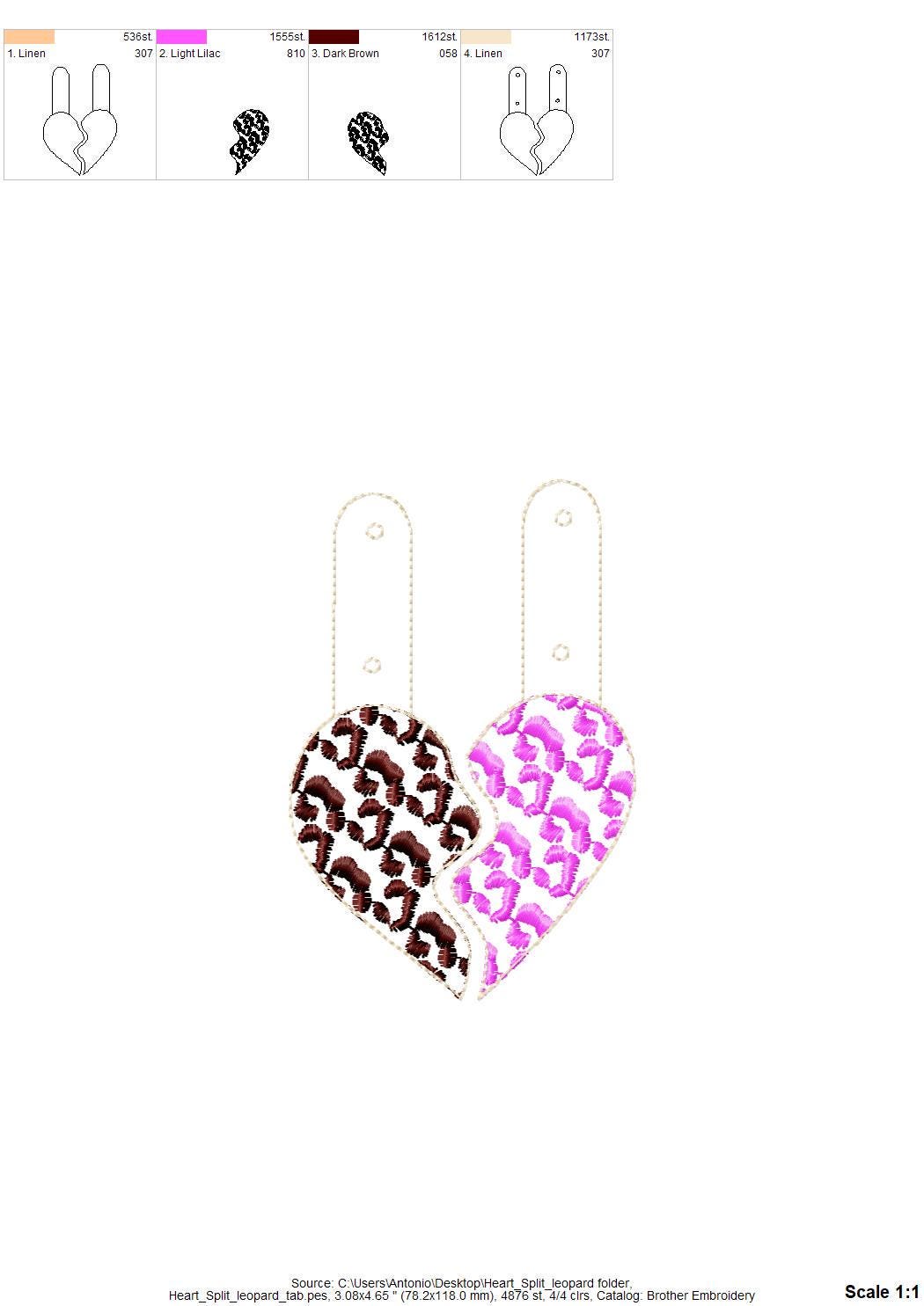 Leopard Split Heart Keychain
