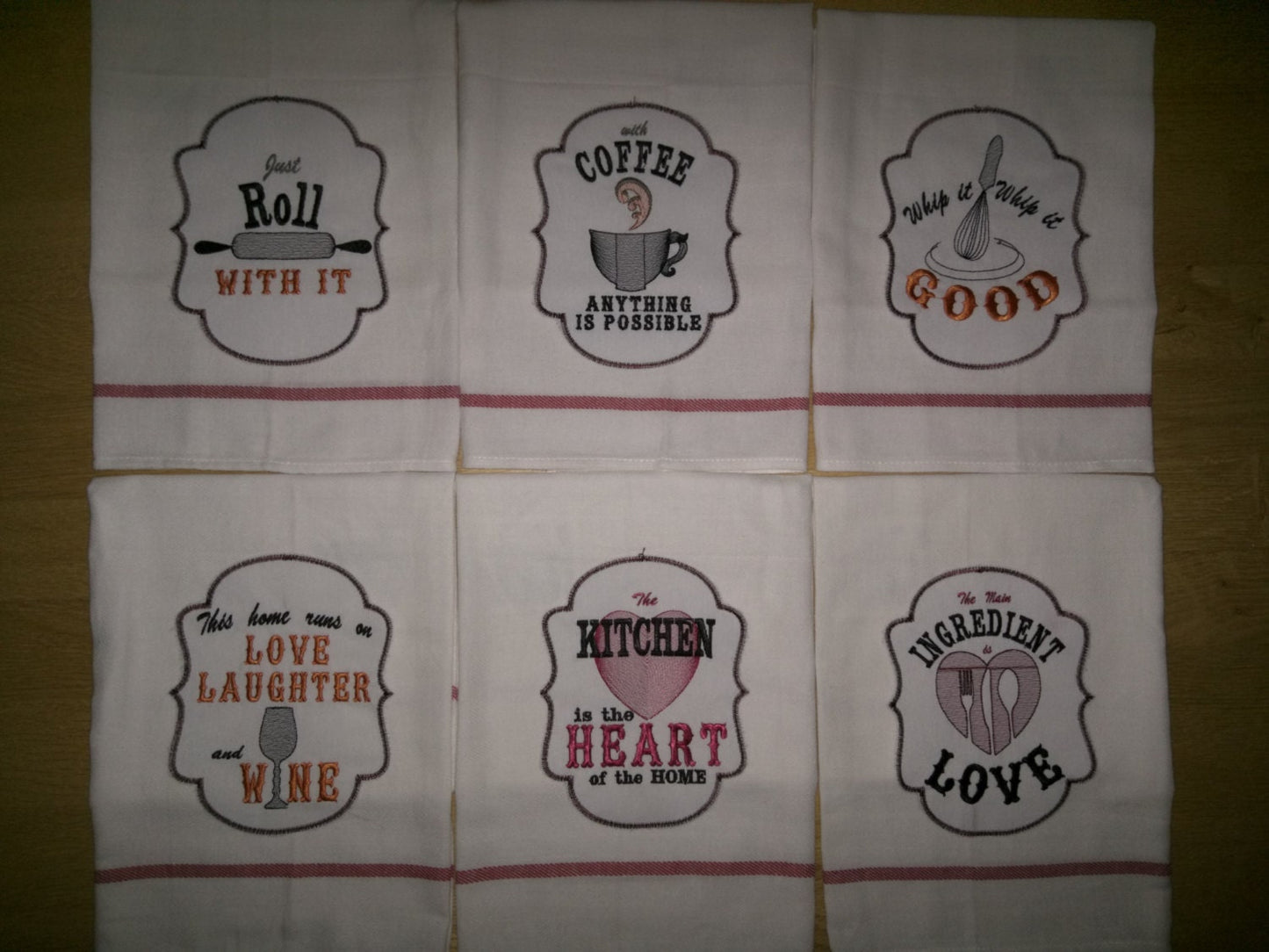 Kitchen Saying Applique Set of 6 – Towel instant download embroidery file by Artapli