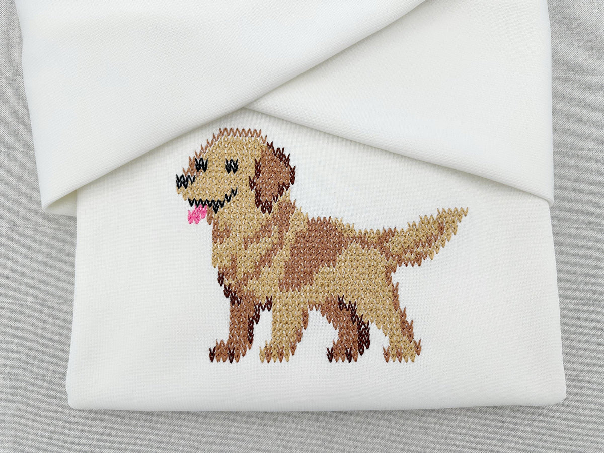 Golden retriever em tricô grosso
