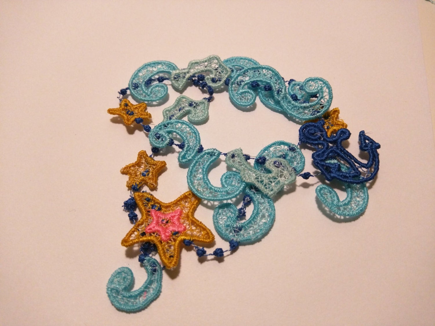 Lace nautical baby bracelet FSL, Free – Baby machine embroidery design by Artapli