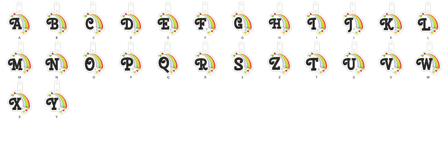 Falling Heart Rainbow Monogram Keychain