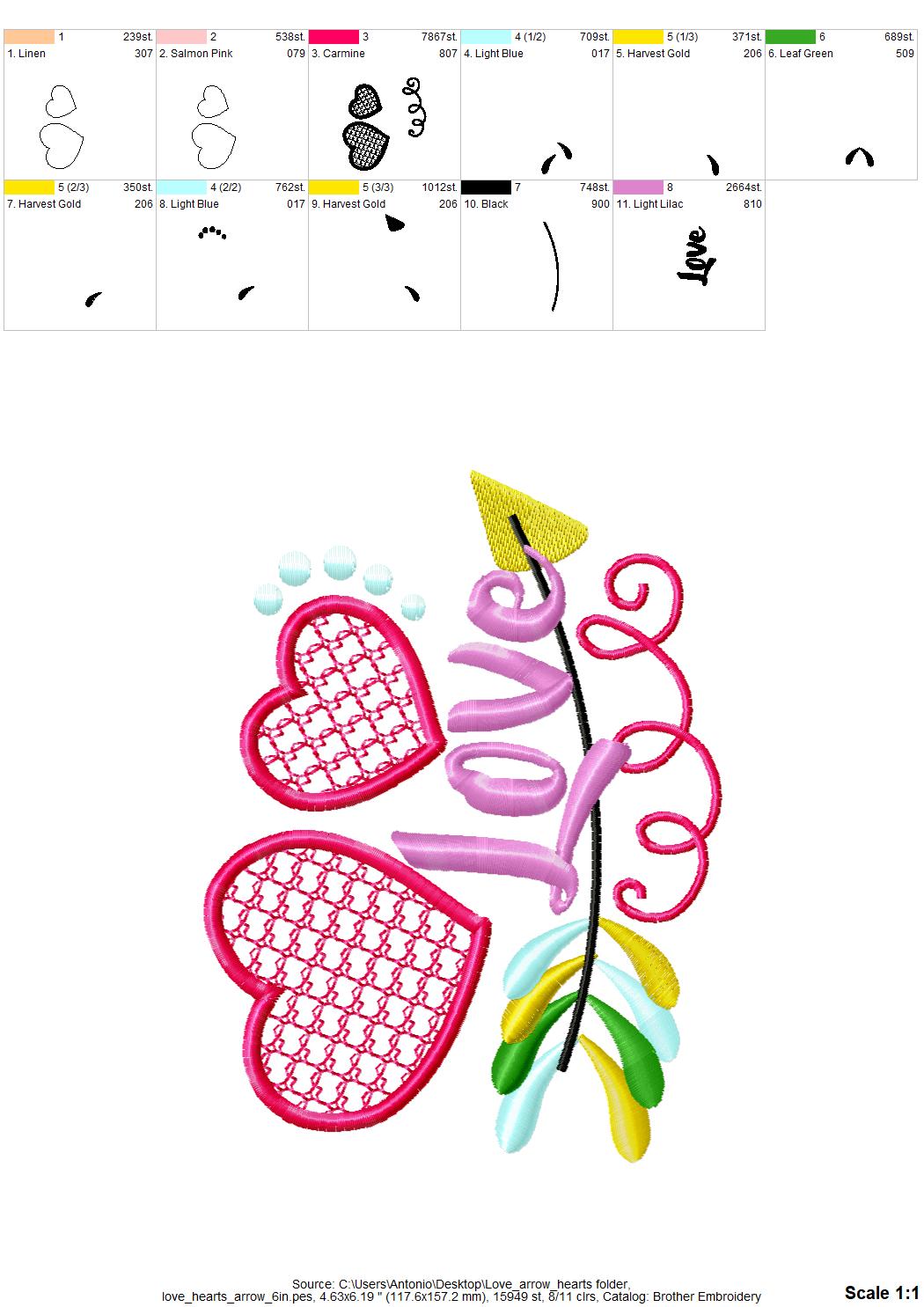 Arrow with Hearts and Saying Love