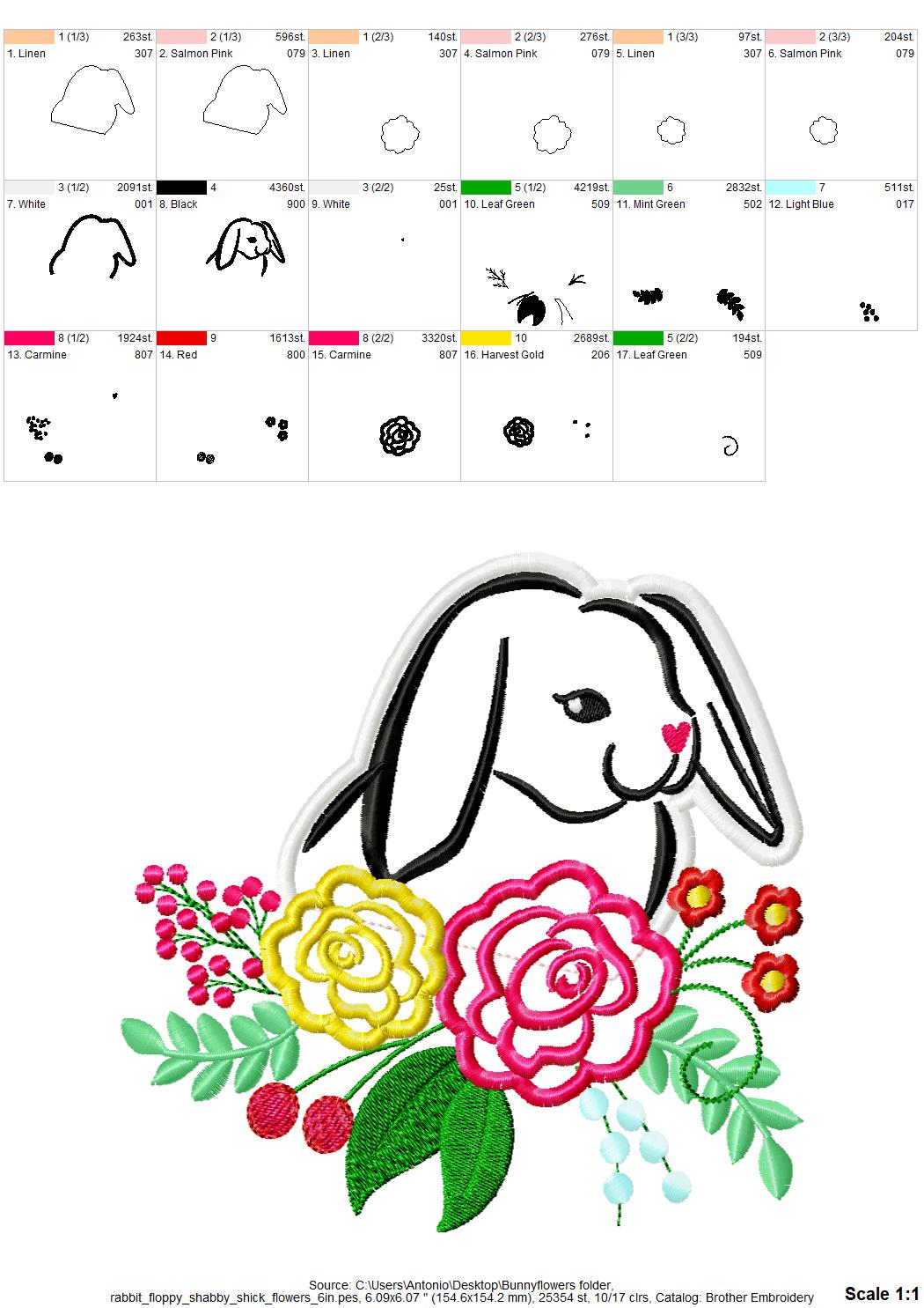 Floral Bunny Applique