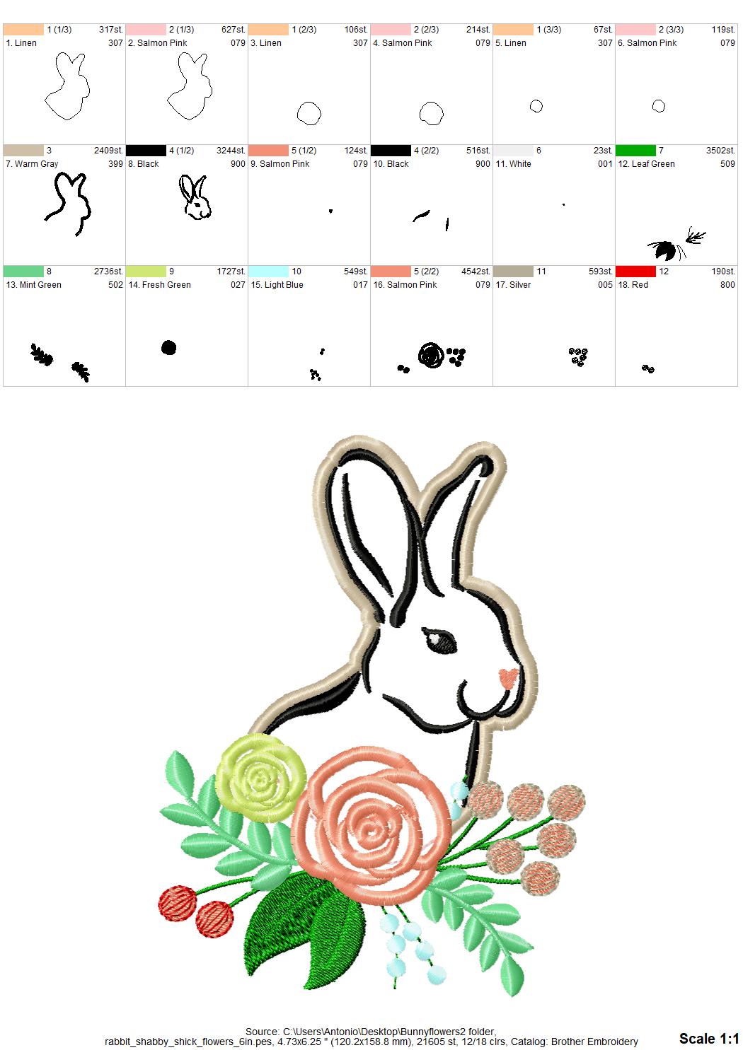 Floral Bunny Applique