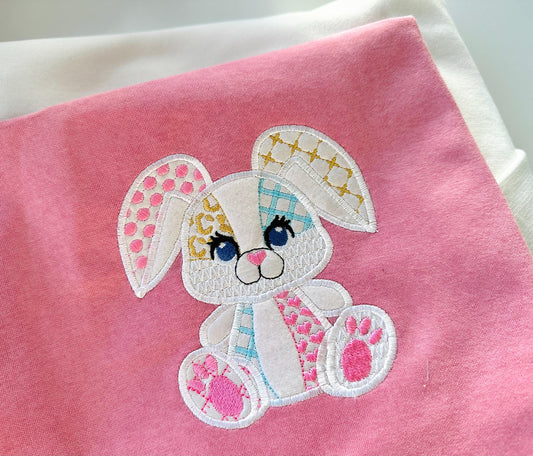 Patchwork Bunny Applique Embroidery Design