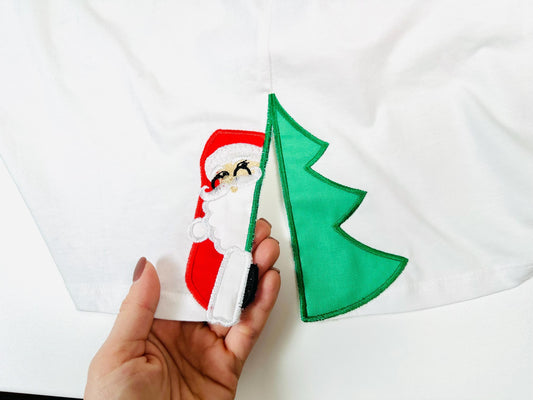 Christmas Tree and Santa Applique Embroidery Design