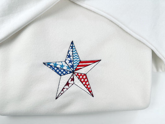 Patchwork Patriotic Star In-the-Hoop Embroidery Design