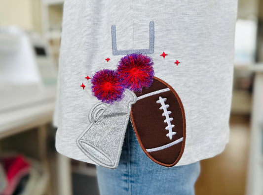 Cheerleader Fringed Pom Poms Appliqué Embroidery Design