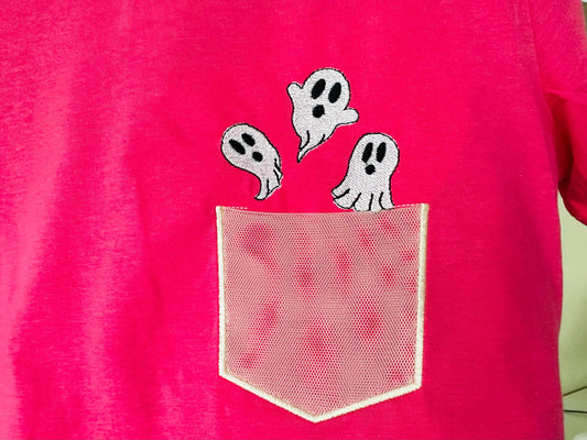Halloween Spooky Ghost Pocket Appliqué Embroidery Design