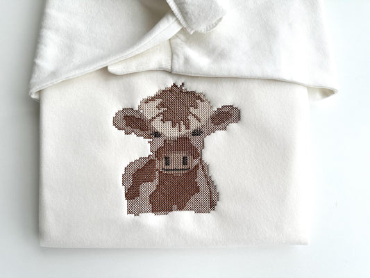 Cross Stitch Little Cow Bull In-the-Hoop Embroidery Design
