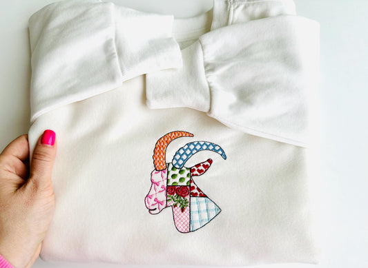 Patchwork Goat Face In-the-Hoop Embroidery Design