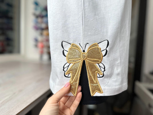 Butterfly and Bow Applique Embroidery Design