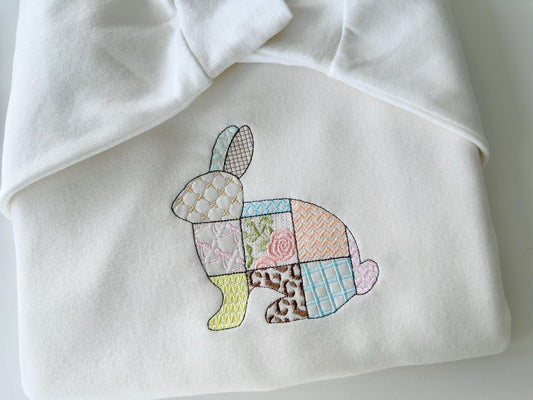 Patchwork Patterned Bunny In-the-Hoop Embroidery Design