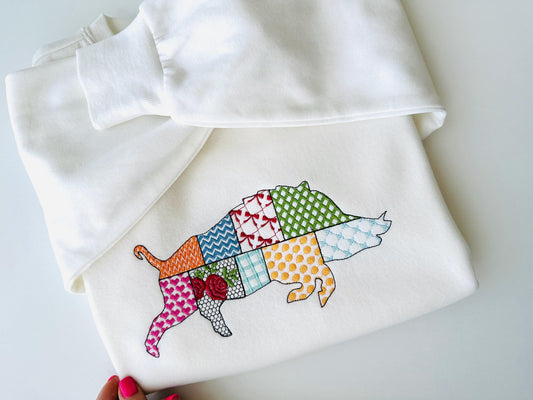 Patchwork Razorback Wild Pig ITH Embroidery Design