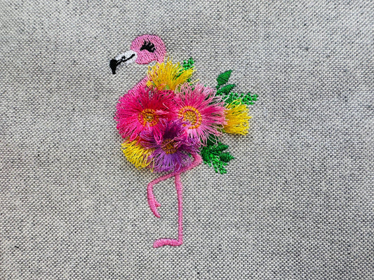 Mini Floral Flamingo Fringe Embroidery Design
