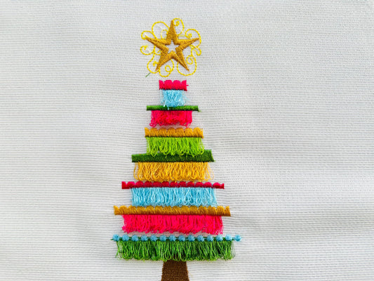 Shabby Chic Fringed Christmas Tree Embroidery Design