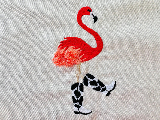 Fringed Flamingo Cowboy Chenille Embroidery Design