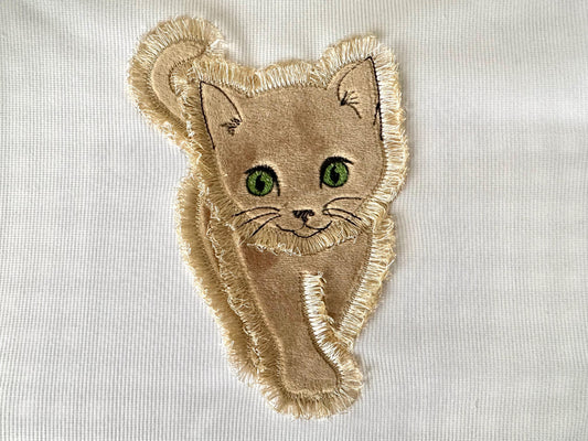 Fringed Little Kitten Applique Embroidery Design