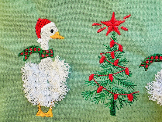 Fringed Christmas Goose Duck Fringe Embroidery Design
