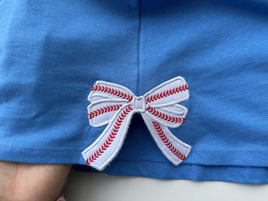 Baseball Bow Applique Embroidery Design